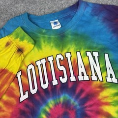 Louisiana Tie Dye Long Sleeve T Shirt Mens XL Rainbow Spiral Hippie Festival Y2K