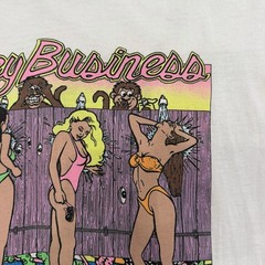 Vintage T&C Town & Country Monkey Business Shirt White Large Single Stitch USA