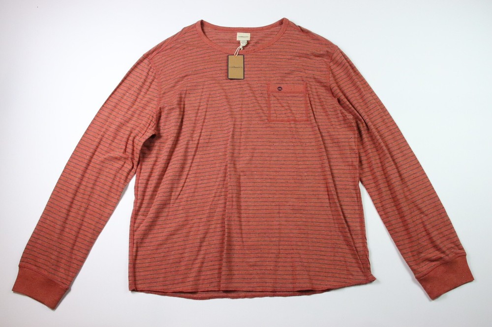 G.H. BASS & CO. New Men’s Pullover Crew Neck Long Sleeve Shirt Orange XXL