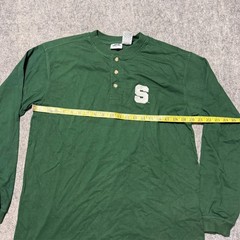 Vintage Pro Edge Mens Henley T-Shirt Size M Green Michigan State University