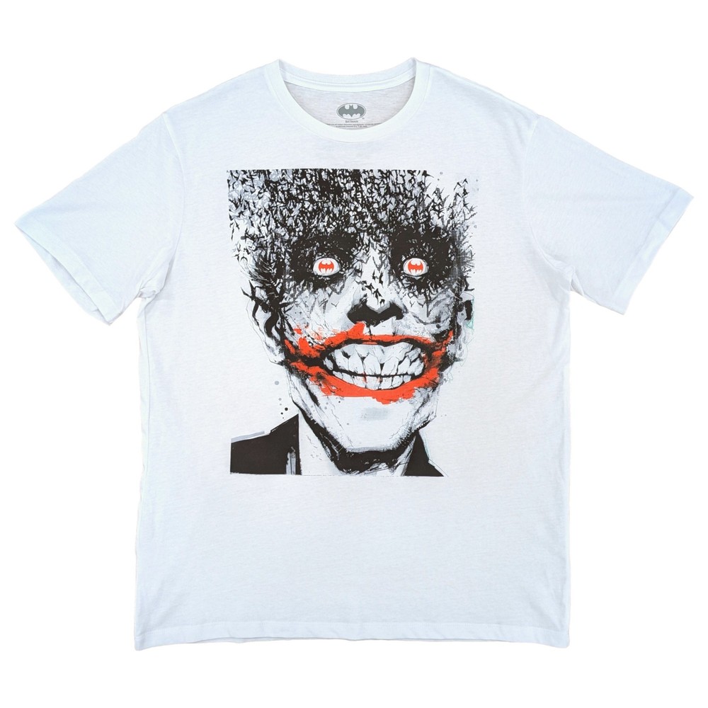 Batman Mens White Short Sleeve Joker Bats Graphic Tee T-Shirt