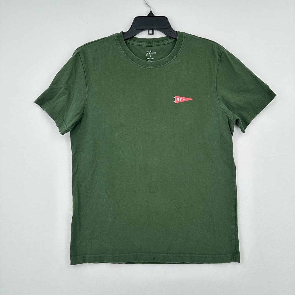 J Crew x Oxford Pennant NY T-Shirt Mens SZ S Green Shirt Academia Preppy College