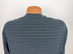 Vintage Y2K Ribbed V-Neck Shirt Men Medium Stretchy Black Gray Striped Claiborne