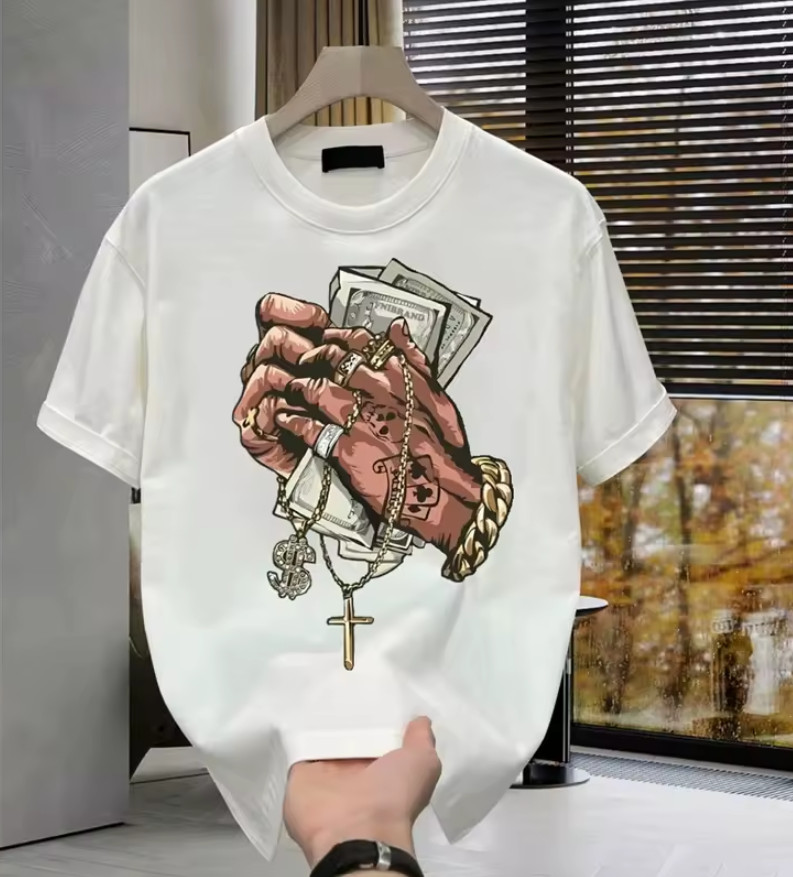 Men’s Cotton T-Shirt Y2K Oversized Hip Hop Graphic Tee Casual Summer Streetwear