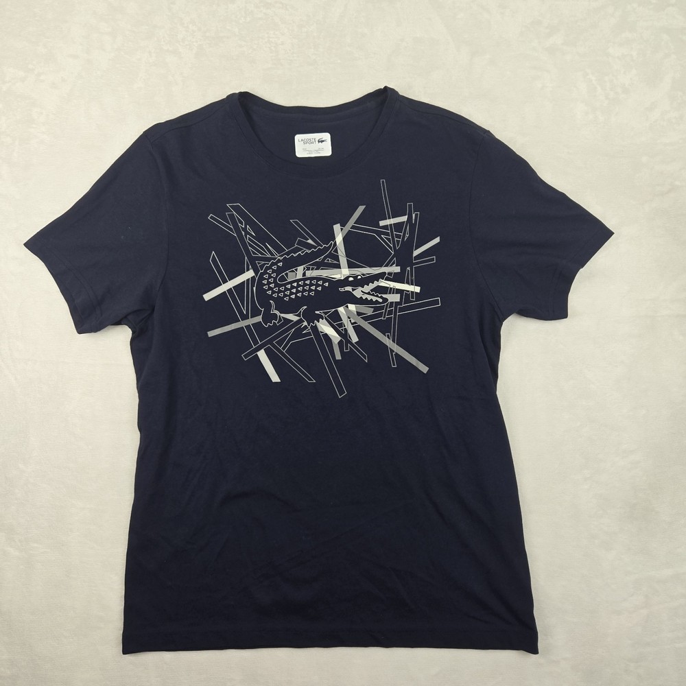 Lacoste Sport Ultra Dry Navy Blue Short Sleeve Crew Neck T Shirt Size XL