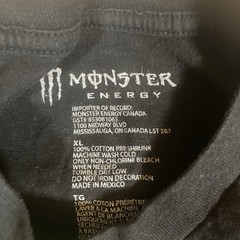 Monster Energy Drink Logo T-Shirt Men’s Size XL Black Double Sided *Grease Spots