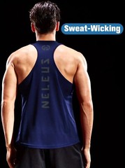 NELEUS ‘Dry Fit Logo Muscle’ Mesh Tank Top Men’s S Gym Workout Exercise Navy NWT