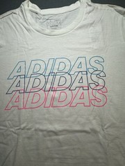 Adidas Men’s White Multi Color Logo Graphic T-Shirt Size L Brand New