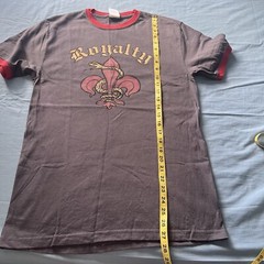 Vintage Lucky Brand T Shirt Knit Wear Gray And Red Royalty Short Sleeve Men’s XS