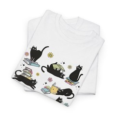 Cats Reading Books Lover Kitten Reader Teacher Gift Women T Shirt