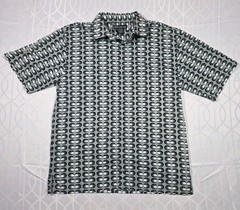 No boundaries Short Sleeve Shirt Button Up Black/white Geometric Pattern Cotton