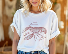 Stay Salty Lobster Shirt Nautical Beach Graphic Tee Ocean Lover Coastal Gift A79
