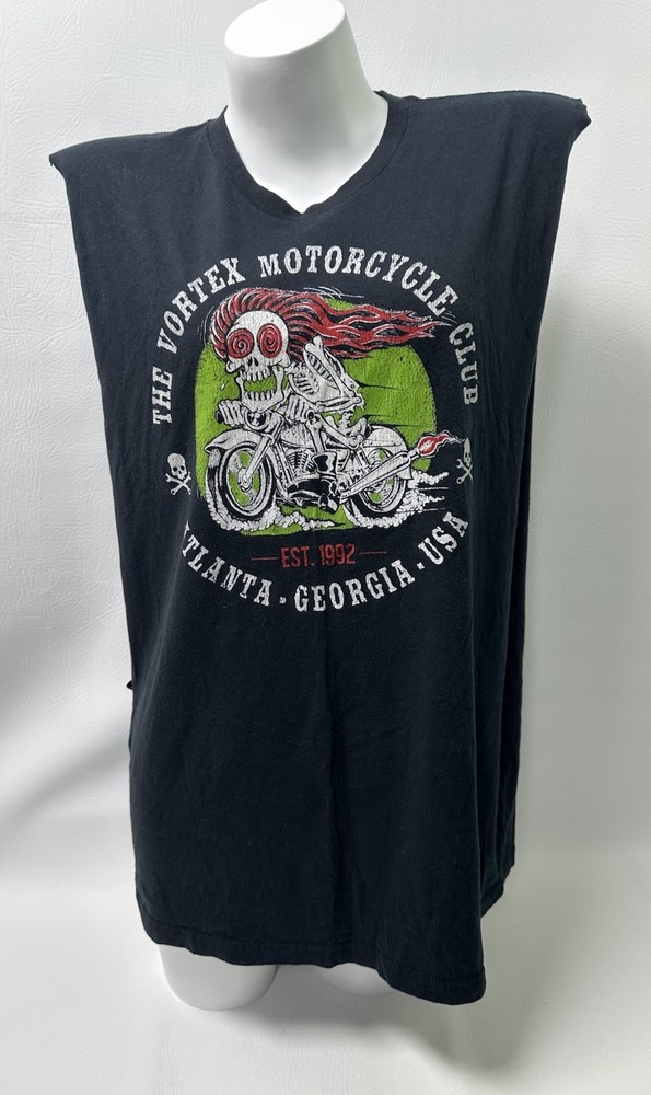 The Vortex Motorcycle Club Cutoff Muscle Tank Top T-Shirt Atlanta Georgia Sz XL