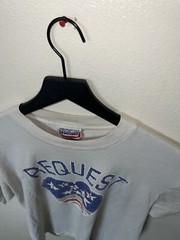 Vintage 90s Request Jeans Heart T Shirt Mens M White Patriotic Short Sleeve Love