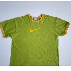 Vtg 90s Y2K Lemon + Lime NIKE Ringer Swoosh T-Shirt / Size XL Cotton Logo Sport