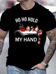 Funny Christmas T-Shirt – “Ho Ho Hold” Santa Claus & Elves Graphic