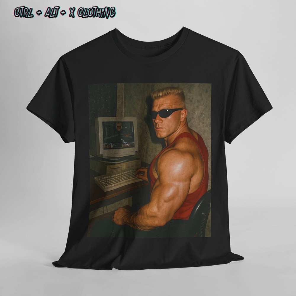 Doom Guy playing Doom Video Game Shirt, Heavy Cotton T-Shirt, Gamer Gift,