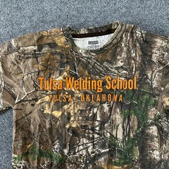 Russell Outdoors T-Shirt Mens Size M Brown Camo Tulsa Welding School Graphic Tee