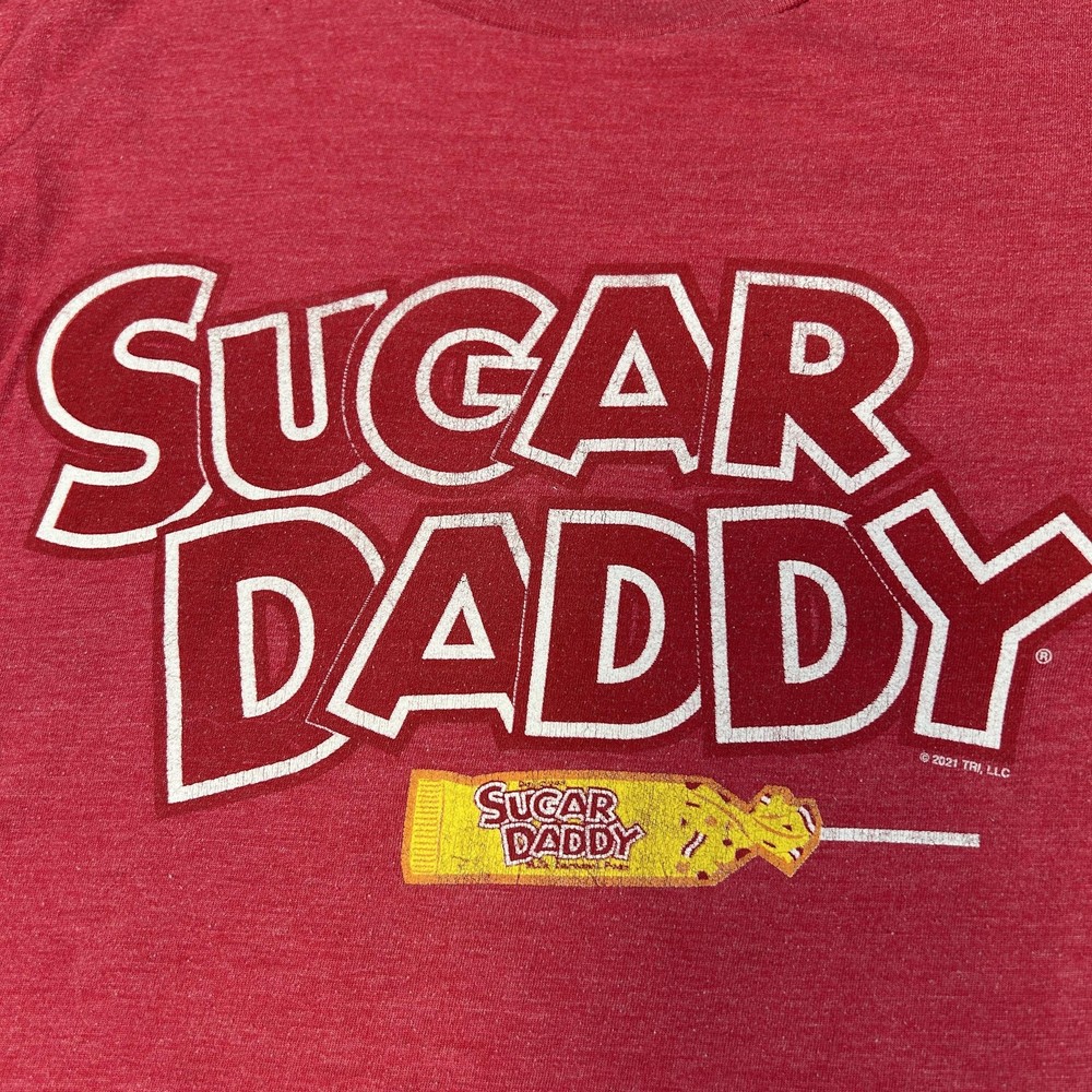 Tee Luv Sugar Daddy Shirt Mens Small Red Graphic Candy Logo Tee Funny Retro