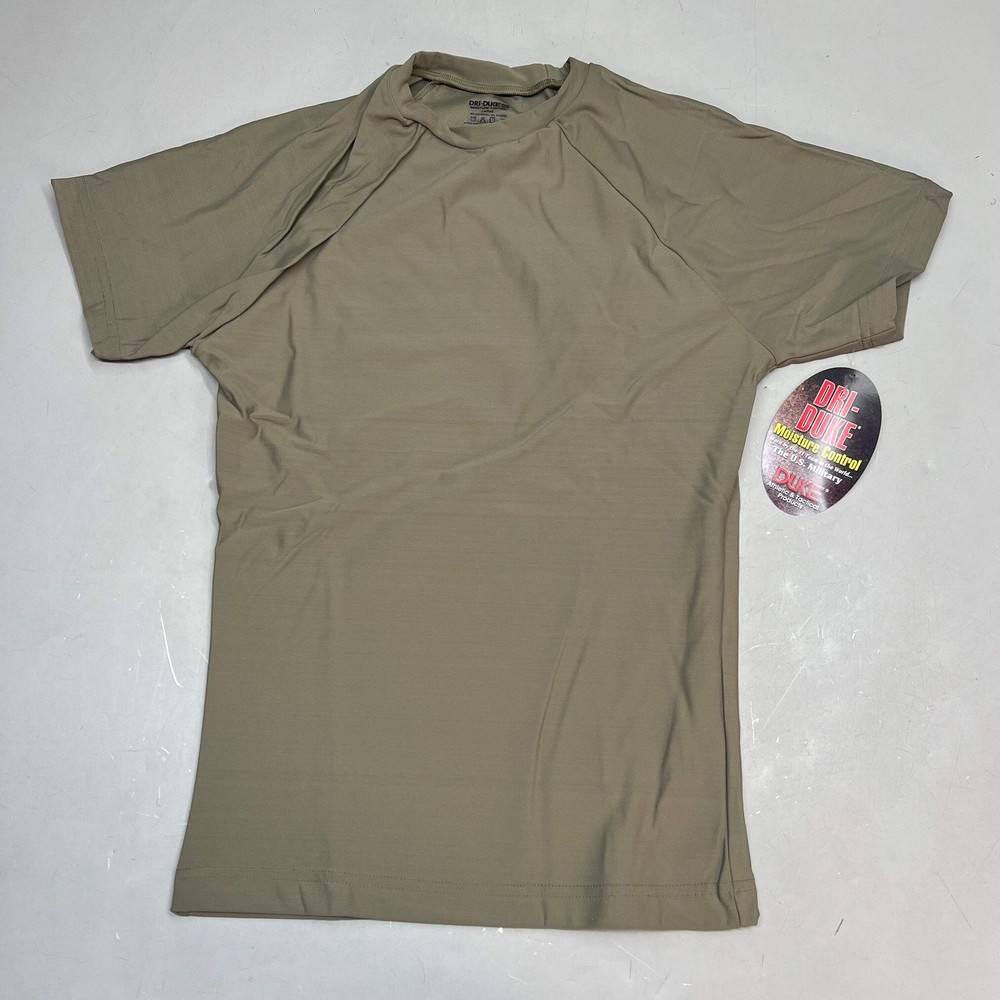 DUKE DRI Nylon/Spandex Tight Fit Military T-Shirt Men’s Sz L Coyote Tan T45499BG