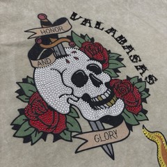 Valabasas Vintage T Shirt Mens XL Beige Hip Hop Tattoo Shop Bling Y2K Crew Neck