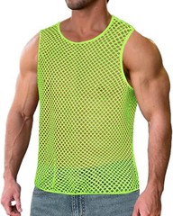 Men’s See Through Mesh Muscle Tee Fitted Sleeveless Clubwear Top Breathable