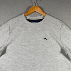 Tommy Bahama Mens Grey Textured Long Sleeve Crew Neck Shirt ZTB97769 Size Medium