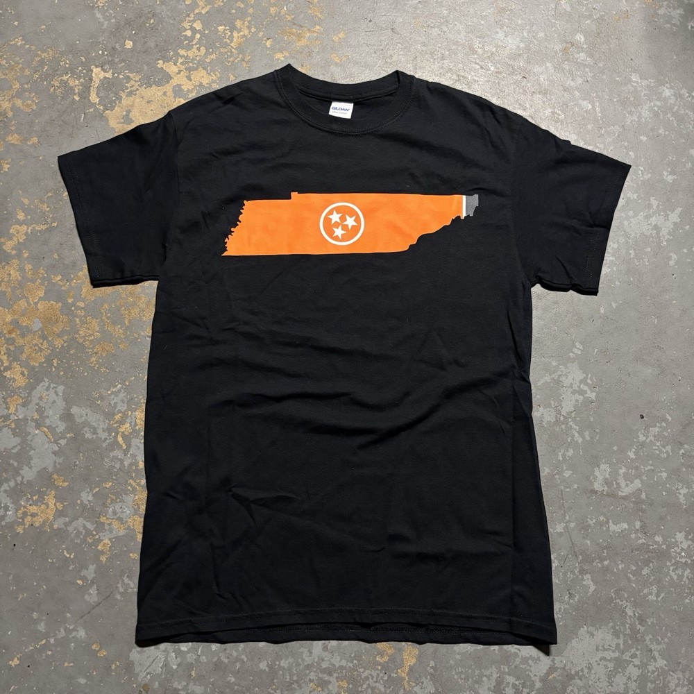 Tennessee Shirt Adult Medium Black Orange T-Shirt Short Sleeve Double Sided Vols