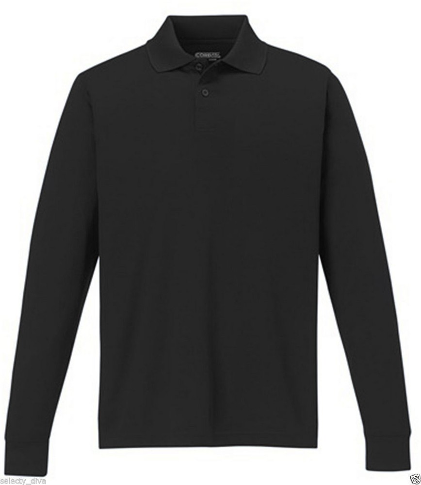 Mens Full Sleeve Polo Shirt T-shirt Fashion Top Work Wear Cotton S M L XL XXL