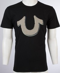 $69 TRUE RELIGION Black POP ART HORSESHOE Short Sleeve Designer Graphic T-shirt