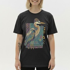 Hipster Heron Bird T-Shirt Beanie Hat Geometric Abstract Art Nature Gift