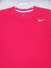 Nike Shirt Adult Large Red Swoosh Logo Athletic Outdoor Sports Dri Fit Mens
