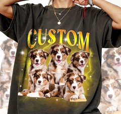 Custom Pet Portrait Retro Comfort Tee Personalized Dog Cat