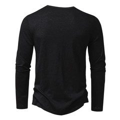 Men’s Autumn Cotton Henley Neck T-Shirt, Long Sleeve, Casual Slim Fit