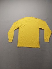 Jerzees Dri Power Men Shirt M Yellow Graphic Tee Long Sleeve Crew Neck Regular