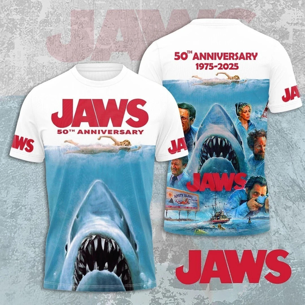 Jaws 50Th Anniversary 3D All Over Printed T Shirt All Size S-5XL NG3314