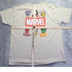 Marvel Comics Avengers Graphic T-Shirt Men’s 2XL Beige Sand Superhero Crew Neck