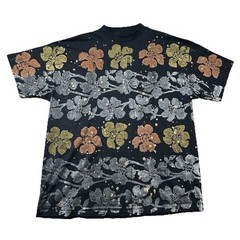 Vintage EZL Shirt Mens XL All Over Print Hand Painted Floral USA Single Stitch
