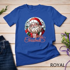 Jolly Stained Glass Santa Claus Face Graphic Tee Funny Christmas Unisex T-shirt