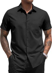 Men’s Short Sleeve Button Down Dress Shirt Business Casual Regular Fit