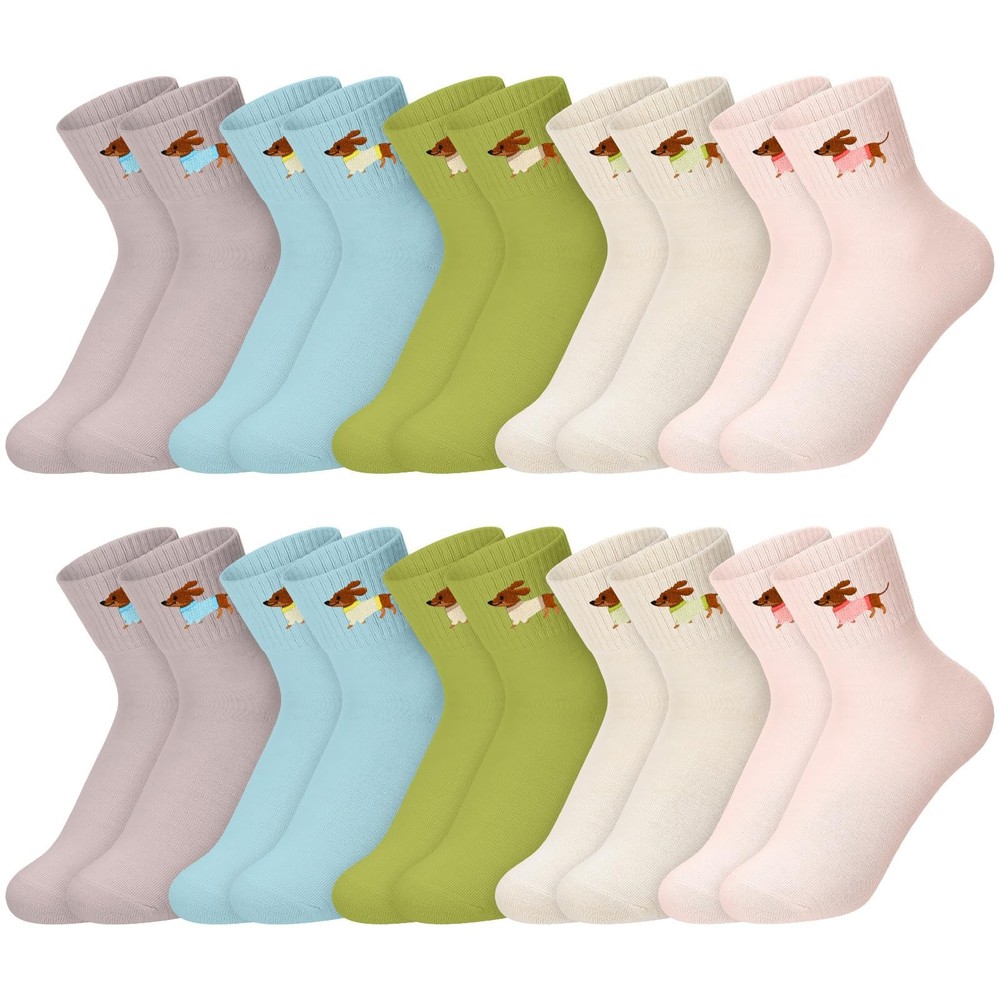 10 Pairs Socks Womens Crew Elastic Ankle Length Cotton Socks Aesthetic Cute L…