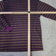 Nautica Mens Medium Mock Neck Long Sleeve Shirt Raisin Purple Striped Cotton