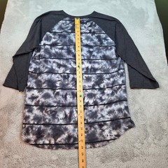 Matix Henley Shirt Mens XL Raglan 3/4 Sleeve Tie Dye Striped Cotton Pocket Grey