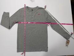 Levi’s Men’s Gray Waffle Knit Henley Long Sleeve T-Shirt Logo Buttons XL