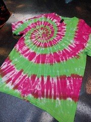 Lime Green & Pink spiral festival tie dye t shirt top men’s Rave UV size S-5XL