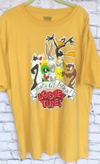 LOONEY TUNES Juniors T-Shirt That’s all Folks Graphic Yellow Size XL(15/17) EUC