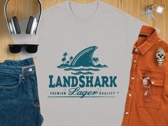 Landshark Lager T-Shirt, Funny Shark Tee, Ocean Lover Gift, Beach Vacation Shirt
