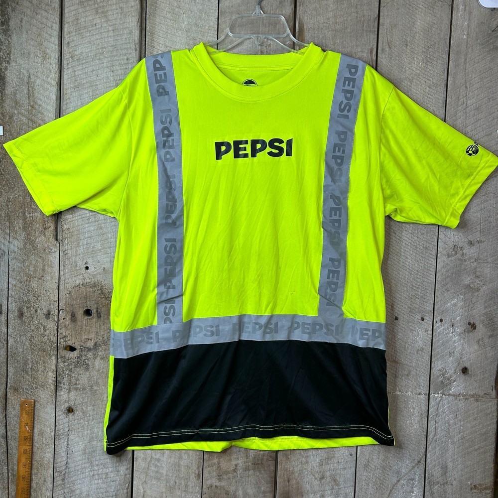Pepsi Zero Safety Shirt Large Hi Vis Reflective Workwear Neon Yellow Tee