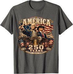 Retro America Washington Trump 1776 2026 250 Years US Flag T-Shirt