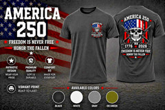 America 250 Skull Flag Shirt Freedom Is Never Free USA Patriotic Tee
